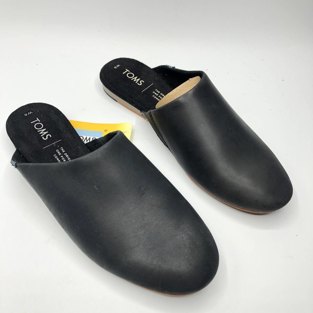 Toms Womens Kelmul Flat Veg Tan Leather Black 6 New